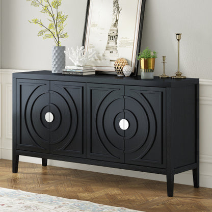 US Local Vintage Sideboard With Round Recessed Design Round Metal Doorknob For Entrance, Dining Room, Living Room
