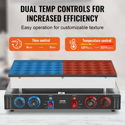 US Local 50PCS 43mm Mini Dutch Pancake Maker Commercial Dorayaki Baker 1700W