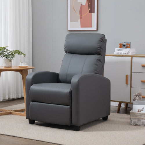 UK Local HOMCOM Recliner Armchair, Massage Faux Leather Push Back Reclining Chair With Adjustable Leg Rest, Side Pocket, For Home Living Room Theatre, Grey