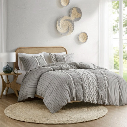 US Local Full Queen Cotton Printed Duvet Cover Set With Chenille