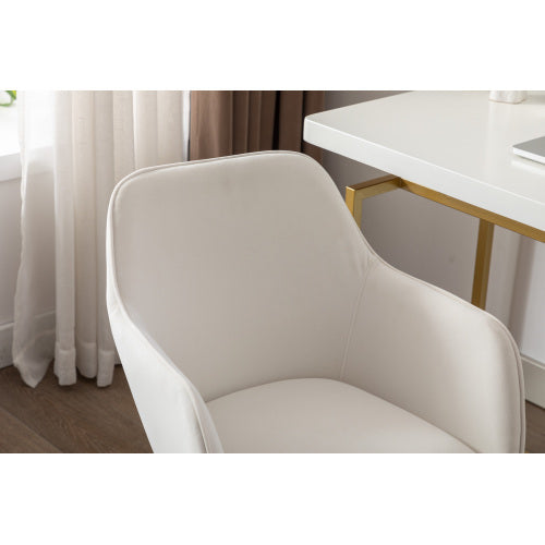 UK Local New Velvet Fabric Material Adjustable Height Swivel Home Office Chair For Indoor Office With Gold Legs,Coffee Ivory White
