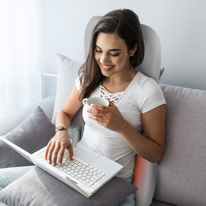 US Local 1 Set Full Back Massager With Rolling Kneading Nodes Soothing Heating 3D Deep Tissue Shiatsu Chair Massage Pad For Lumbar Upper Lower Back Gift For Women Men