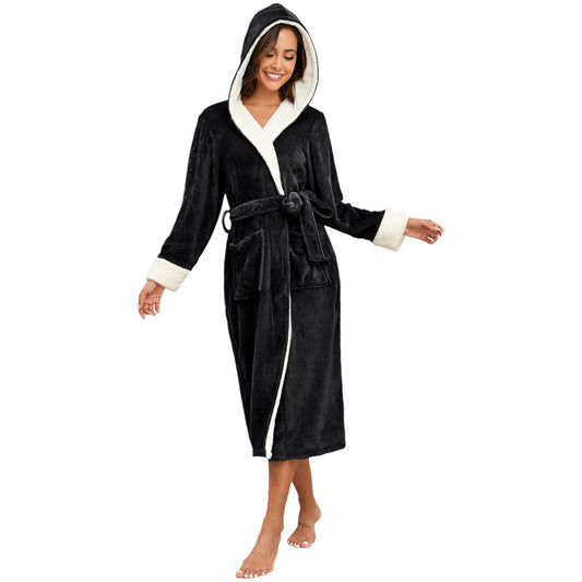 US Local RONGTAI Ladies Long Fleece Bathrobe