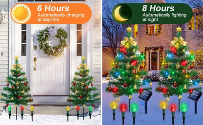 US Local Solar Christmas Tree Lights For 2 Pcs