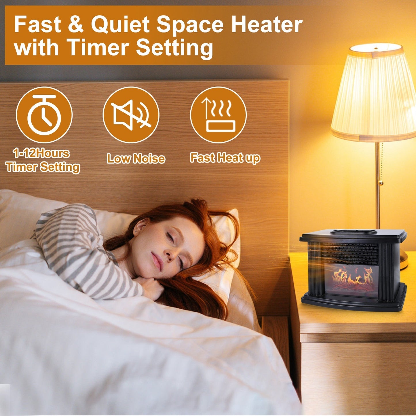 US Local 1 Pc Electric Fireplace Heater 800W Artificial Flame Stove Heater With Accurate Digital Thermostat Timer Setting Remote Control Overheating Protection For Office Bedroom
