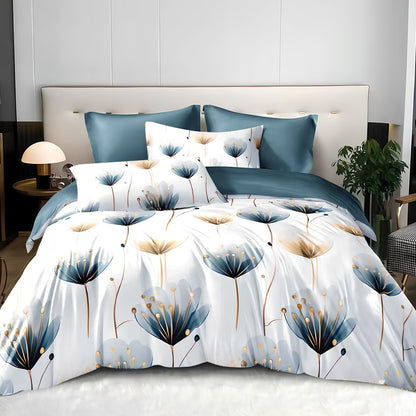 US Local 3 piece Set Of Simple And Fresh Blue And White Floral Duvet Cover, Polyester Bedroom Decoration Bedding Set Twin Full Queen King Size