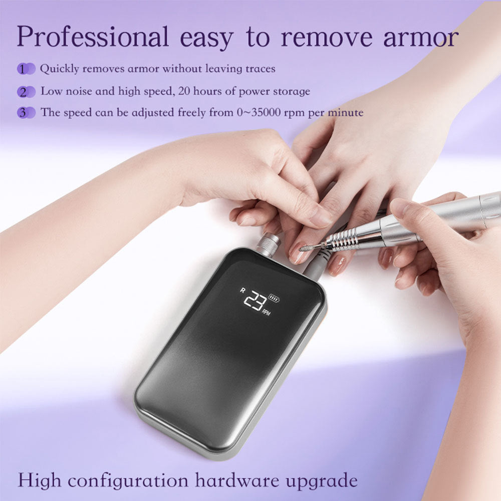 US Local Professional Electric Nail Drill, 45000 RPM Cordless Rechargeable E-File Machine, With 12 Bits, Sanding Bands, LCD Display For Acrylic Gel Nails