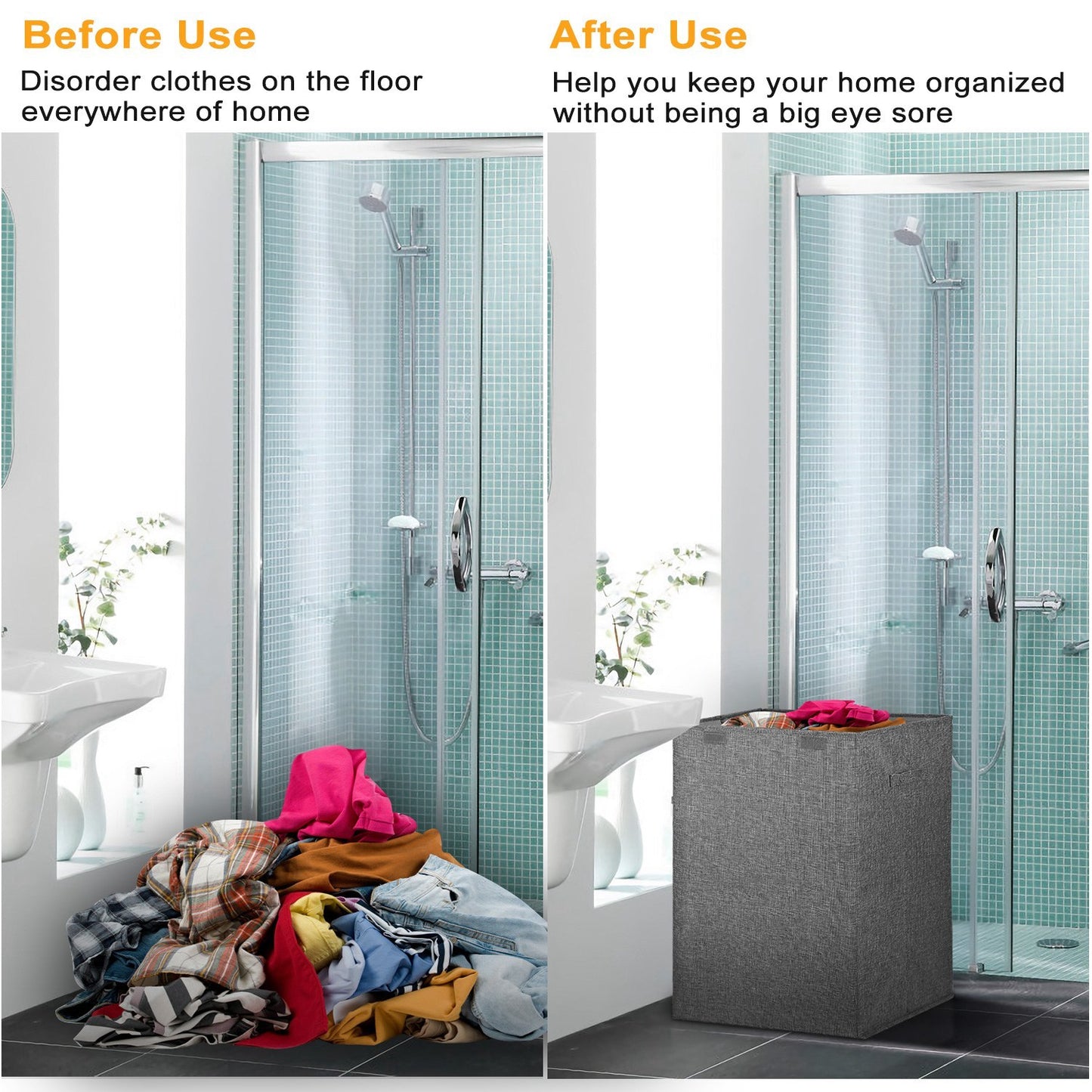 US Local 1Pc Foldable Laundry Hampers Washing Clothes Laundry Basket With Lid Handles Storage Organizer