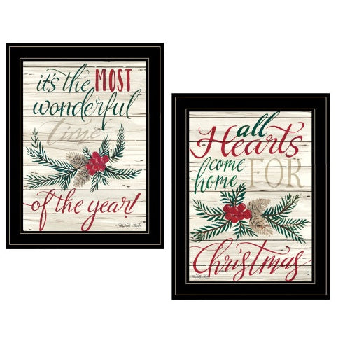 US Local All Hearts Come Home For Christmas2-Piece Vignette By Artisan Cindy Jacobs, Ready To Hang Framed