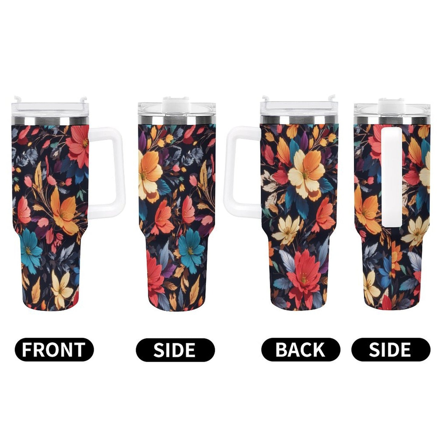 PHDT00222 POD US Local Tumbler 40 oz Large Capacity Car Cup 3D, Stereoscopic, Flower