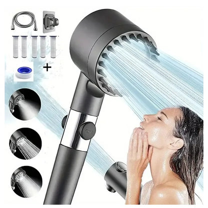 US Local Shower Head, High Pressure Flow Multiple Modes, 5 Layers Filter, Hard Water Power Rinse, With Switch, Suitable For Pet Bathing, Vertical Shower, White Turbo Shower