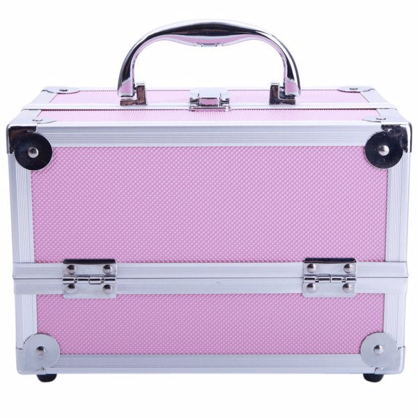 US Local Handheld Top Double Opening Aluminum Alloy Makeup Case With Mirror
