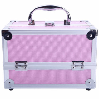 US Local Handheld Top Double Opening Aluminum Alloy Makeup Case With Mirror
