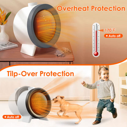 US Local 1Pc  Electric Space Heater Ceramic Heater Fan Heating Fan With 3 Modes 3S Fast Heating Tip-over Overheating Protection For Home Office Dormitry