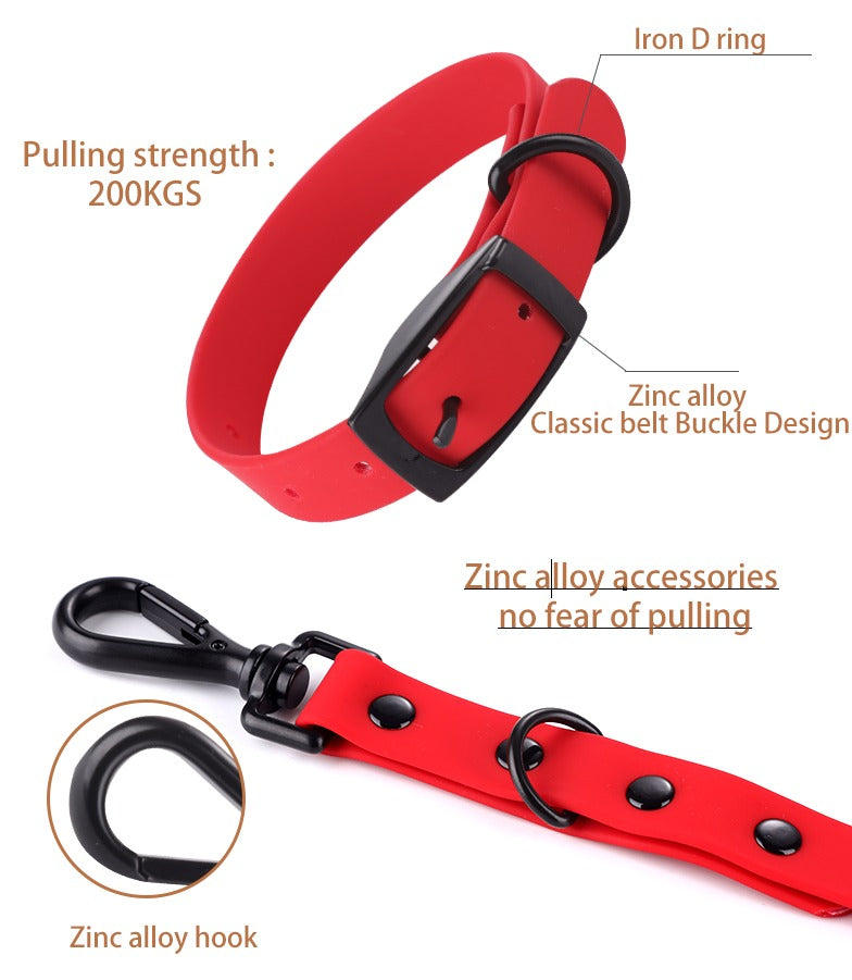 US Local Pet Silicone Collar And Leash Set Comes With A Suitable For Small And Large Dogs, Waterproof And Easy To Clean