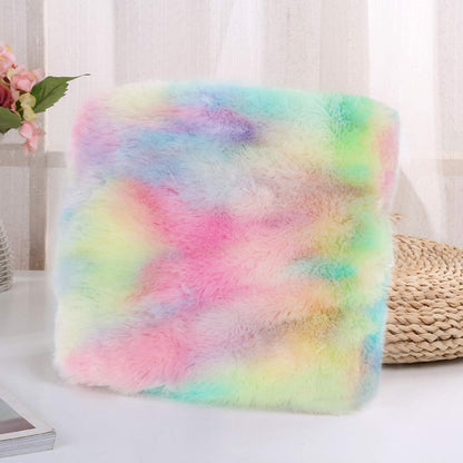 US Local 1 Piece Shaggy Blanket Plush Faux Fur Blanket For Bed Sofa Ultra Soft Luxury Sherpa Blanket Rainbow Colorful  Blanke