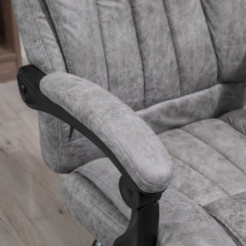 UK Local Vinsetto Home Office Chair Microfibre Desk Chair With Reclining Function Armrests Swivel Wheels Footrest Grey
