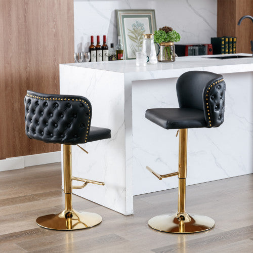 US Local Furniture,Swivel Barstools Adjusatble Seat Height, Modern PU Upholstered Bar Stools With The Whole Back Tufted, For Home Pub And Kitchen Island