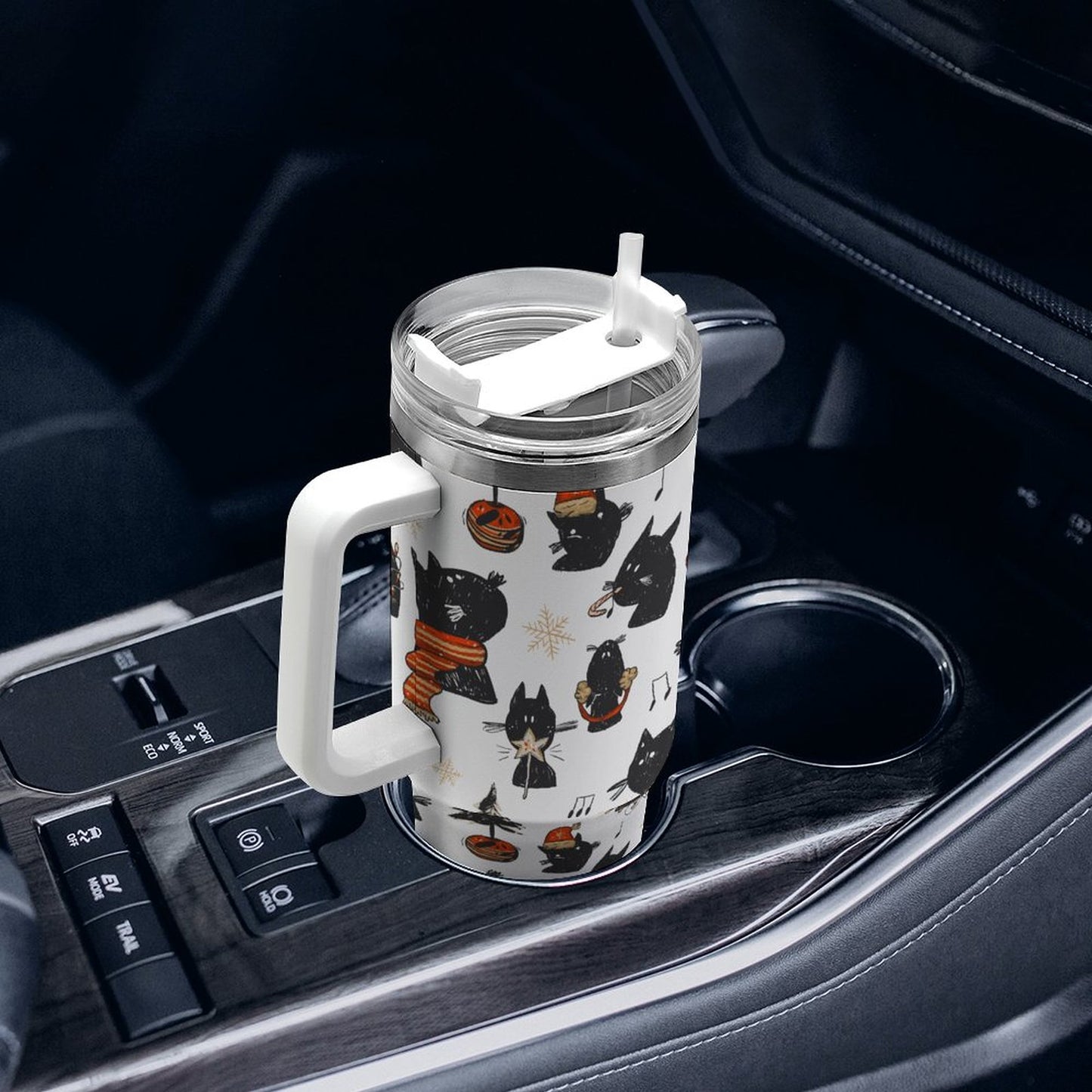 PHDT00085 POD US Local Tumbler 40 oz Large Capacity Car Cup Christmas, Black Cat