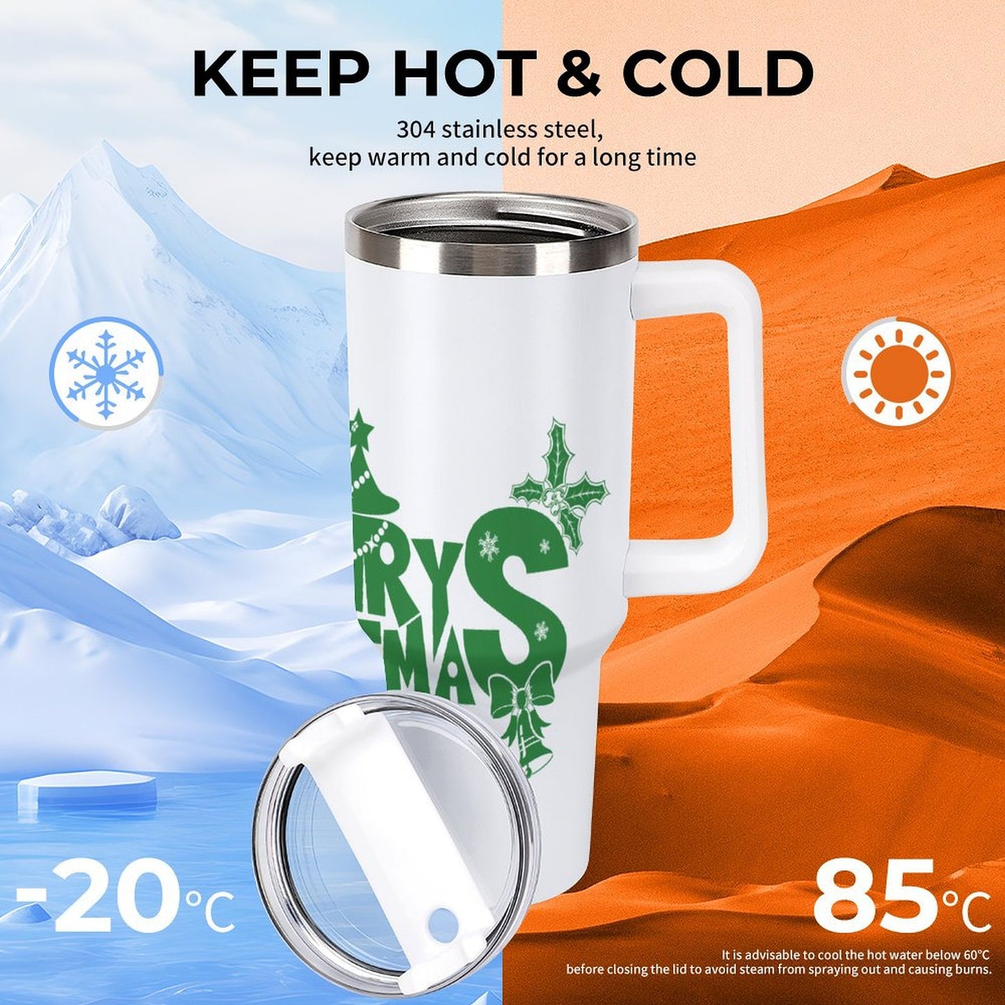 PHDT00323 POD US Local Tumbler 40 oz Large Capacity Car Cup Christmas Tree Green