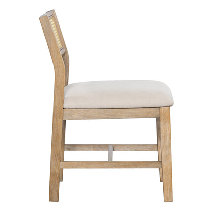 US Local TREXM 6-piece Retro Farmhouse Style Dining Set, Rectangular Table And 4 Upholstered Chairs With Ratt