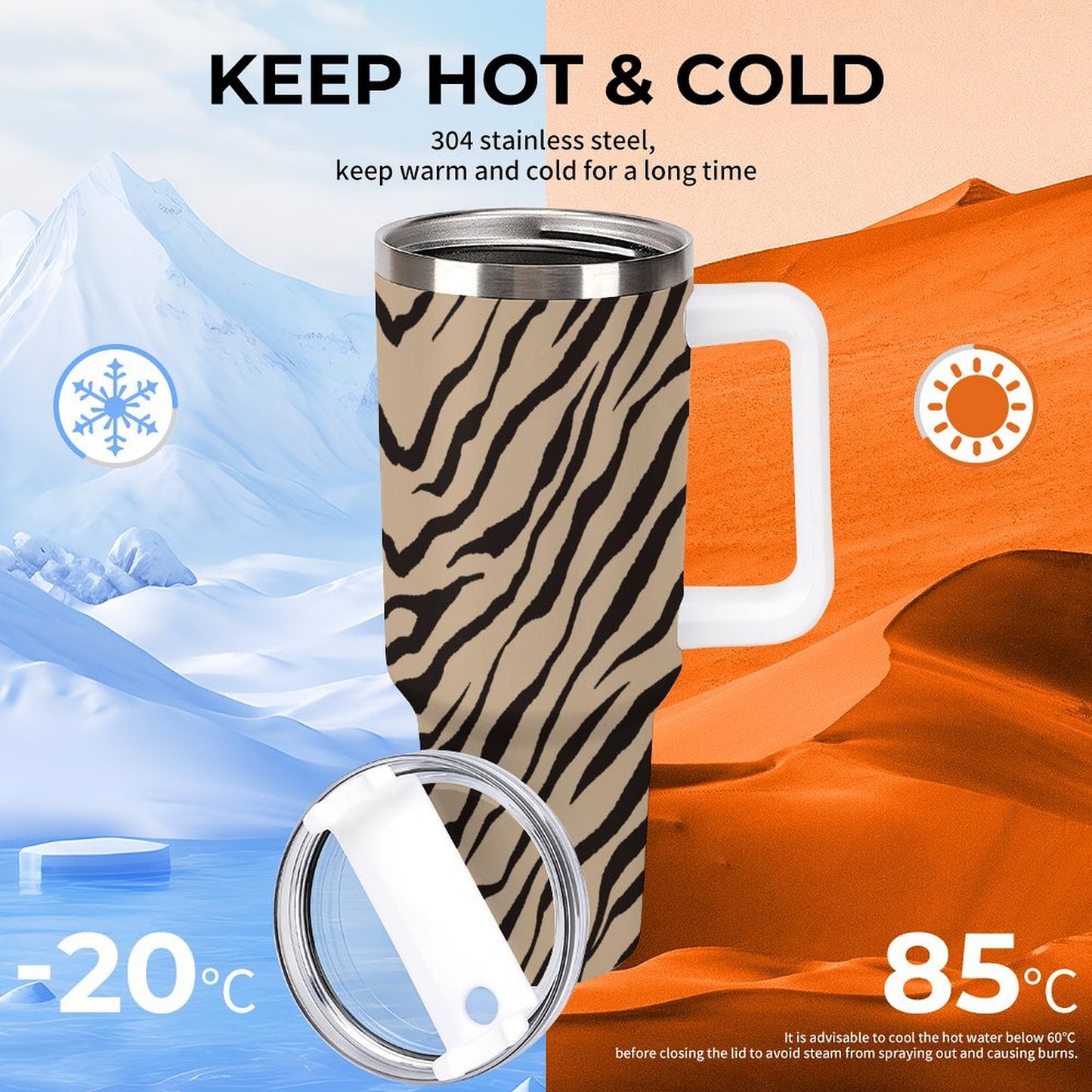 PHDT00402 POD US Local Tumbler 40 oz Large Capacity Car Cup Leopard