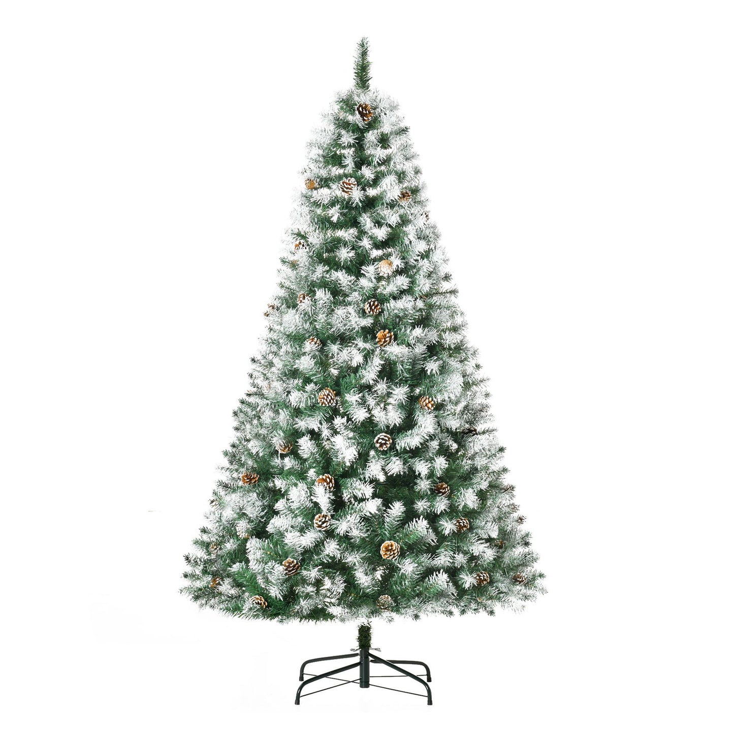 6ft Snow Flocked Artificial Christmas Tree, Unlit Full Fir Tree With Automatic Open, 800 Realistic Branches And 61 Pine Cones