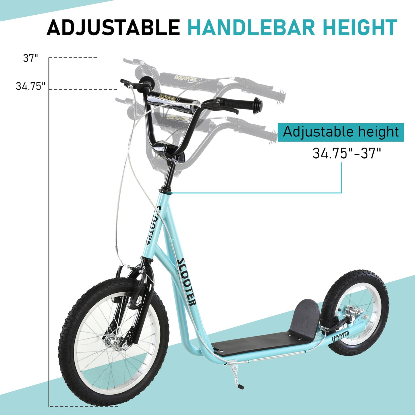 US Local Teens Youth Scooter Ride On Toy with Adjustable Handlebar