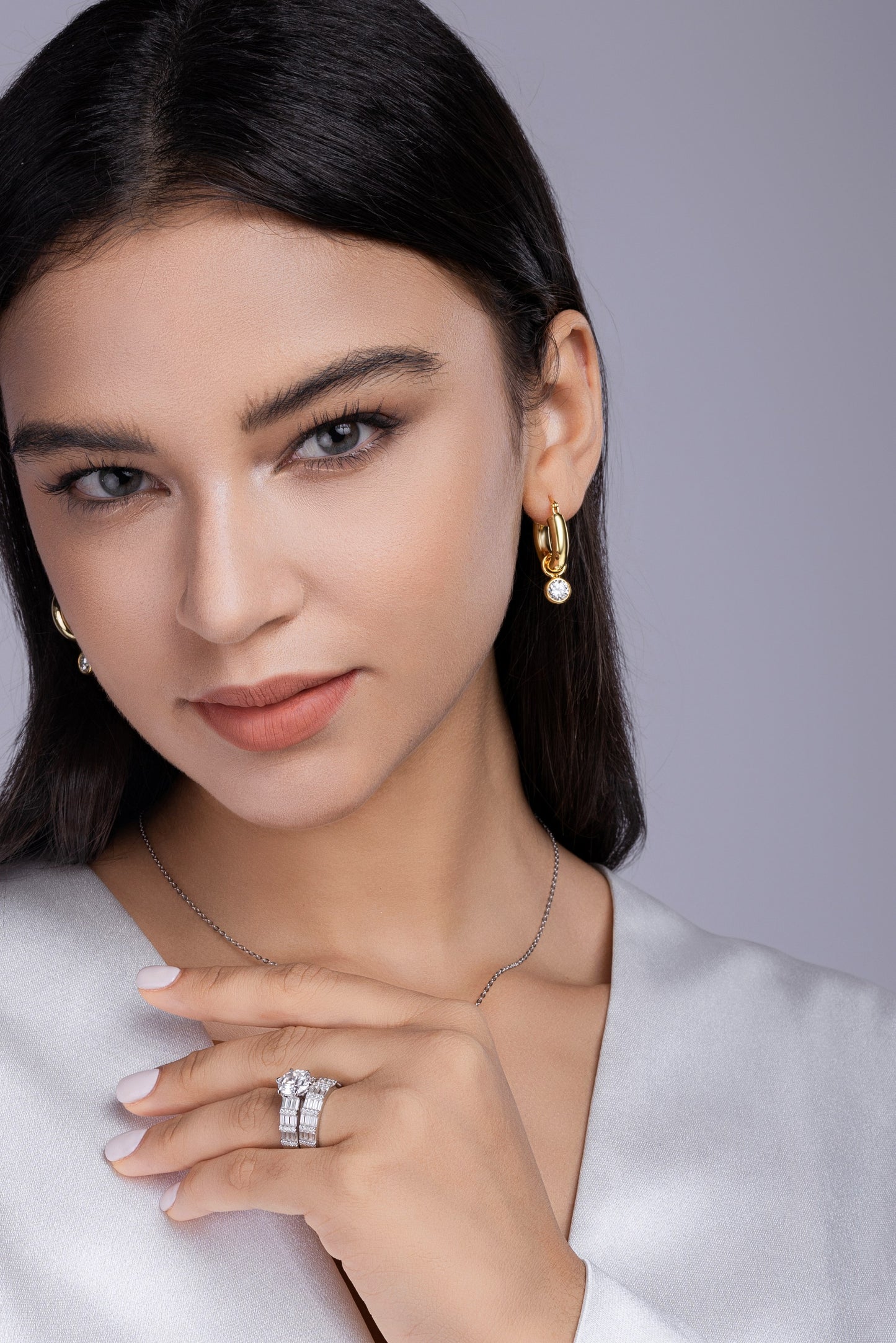 US Local Vanilla - A Fashionable And Luxurious Jewelry Piece Set With 3-carat Moissanite S925 Sterling Silver And Platinum-plated Diamond