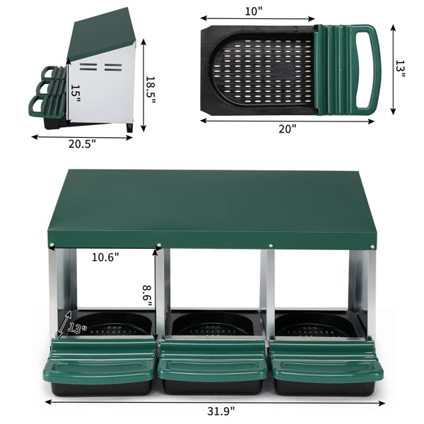 US Local 3-compartment Chicken Feeding Trough