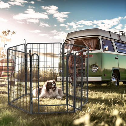 US Local 6 Panels Heavy Duty Metal Playpen With Door 39.37 H Dog Fence Pet Exercise Pen For Outdoor, Indoor