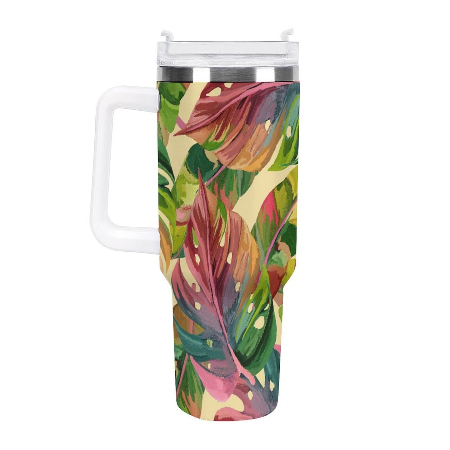 PHDT00140 POD US Local Tumbler 40 oz Large Capacity Car Cup Monstera Pink Green