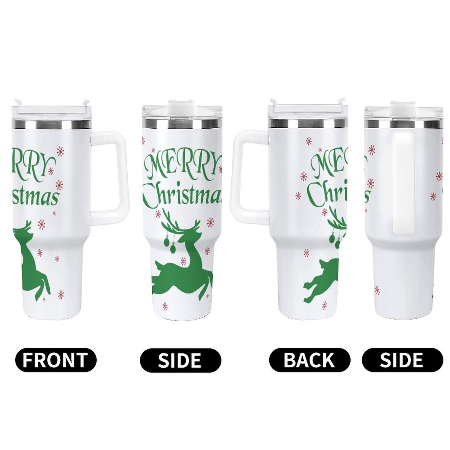 POD US Local 40oz Large Capacity Car Cup, Christmas Deer Snow Red Green