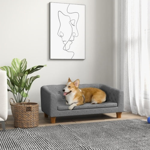 UK Local PawHut Dog Sofa Bed W  Soft Cushion For Medium Dogs - Grey