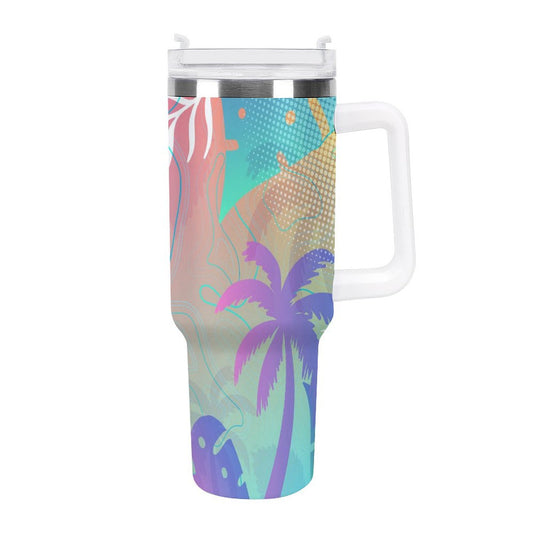 PHDT00517 POD US Local Tumbler 40oz Large Capacity Car Cup Abstract, Coconut Tree