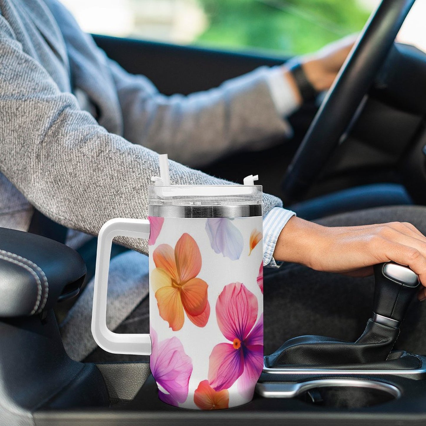 PHDT00056 POD US Local Tumbler 40 oz Large Capacity Car Cup Butterflies, Flowers