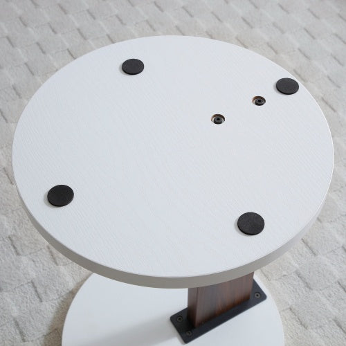 US Local C-Shaped End Table, Small Side Table For Couch, Sofa Table With Wood Frame For Living Room, Bedroom, Bedside, Rustic