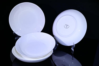 US Local Lily Bone China Dinnerware Set, 4 Pieces, 8-inch Pasta White, Salad, Fruit Plate