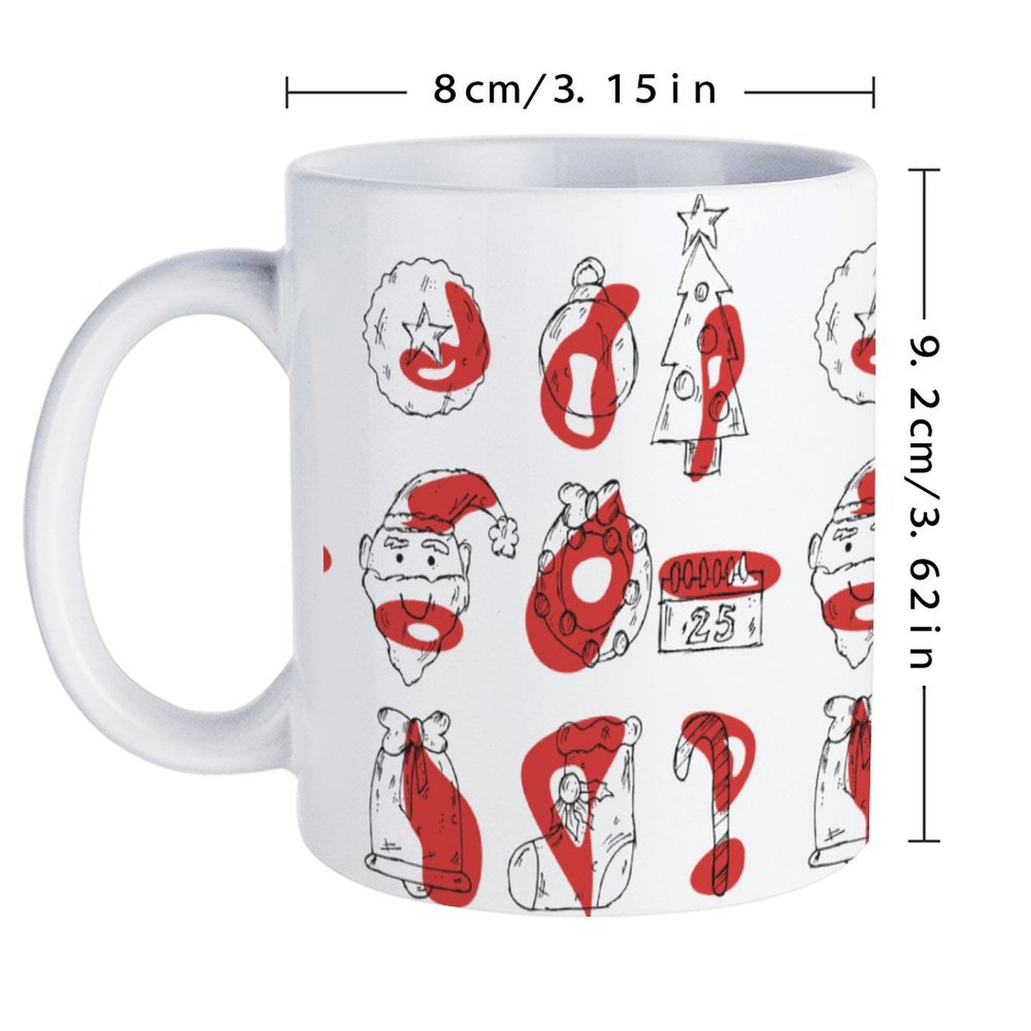 POD US Local White mug with full print, Christmas Sketch, Color Block 0104