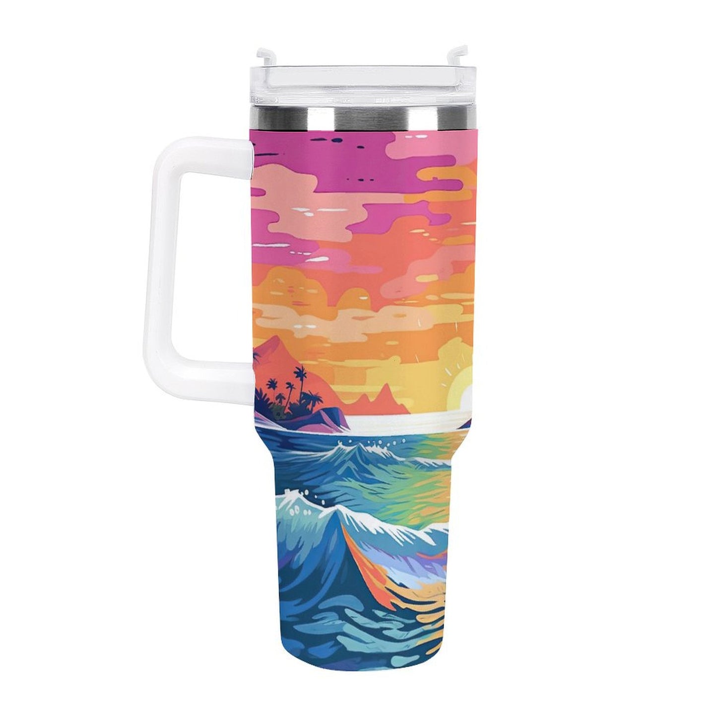 PHDT00520 POD US Local Tumbler 40oz Large Capacity Car Cup Island, Sunset