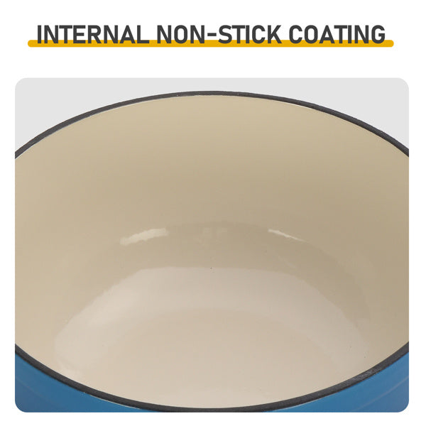 US Local Cast Iron 6QT Cooking Pot - Gradient Blue - Includes Two Silicone Gloves - Enamel Pot