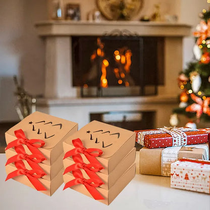 US Local 10 Pcs Christmas Gift Boxes With Lids And Red Ribbon Hollow Christmas Tree Beautiful Assorted Boxes Xmas Holiday Gift Wrap Boxes For Xmas Birthday Wedding Holiday Parties