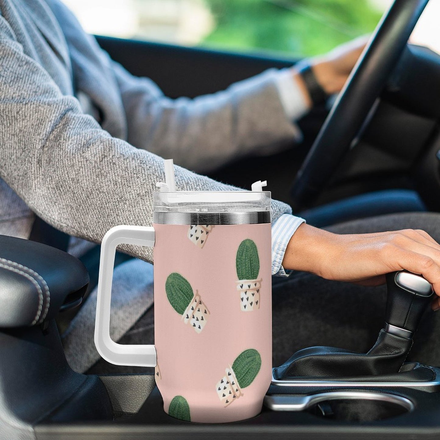 PHDT00050 POD US Local Tumbler 40 oz Large Capacity Car Cup Summer Cactus, Love