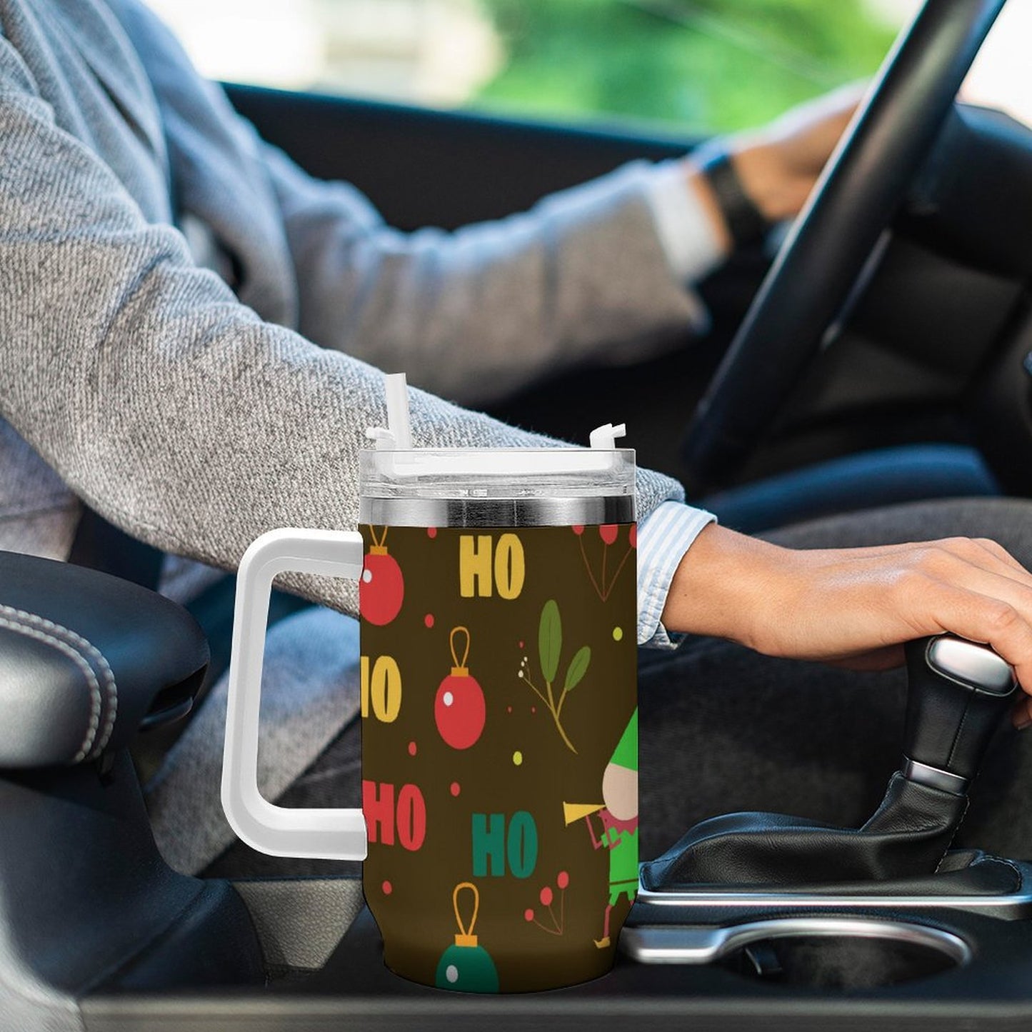 PHDT00055 POD US Local Tumbler 40 oz Large Capacity Car Cup Christmas Elf Green