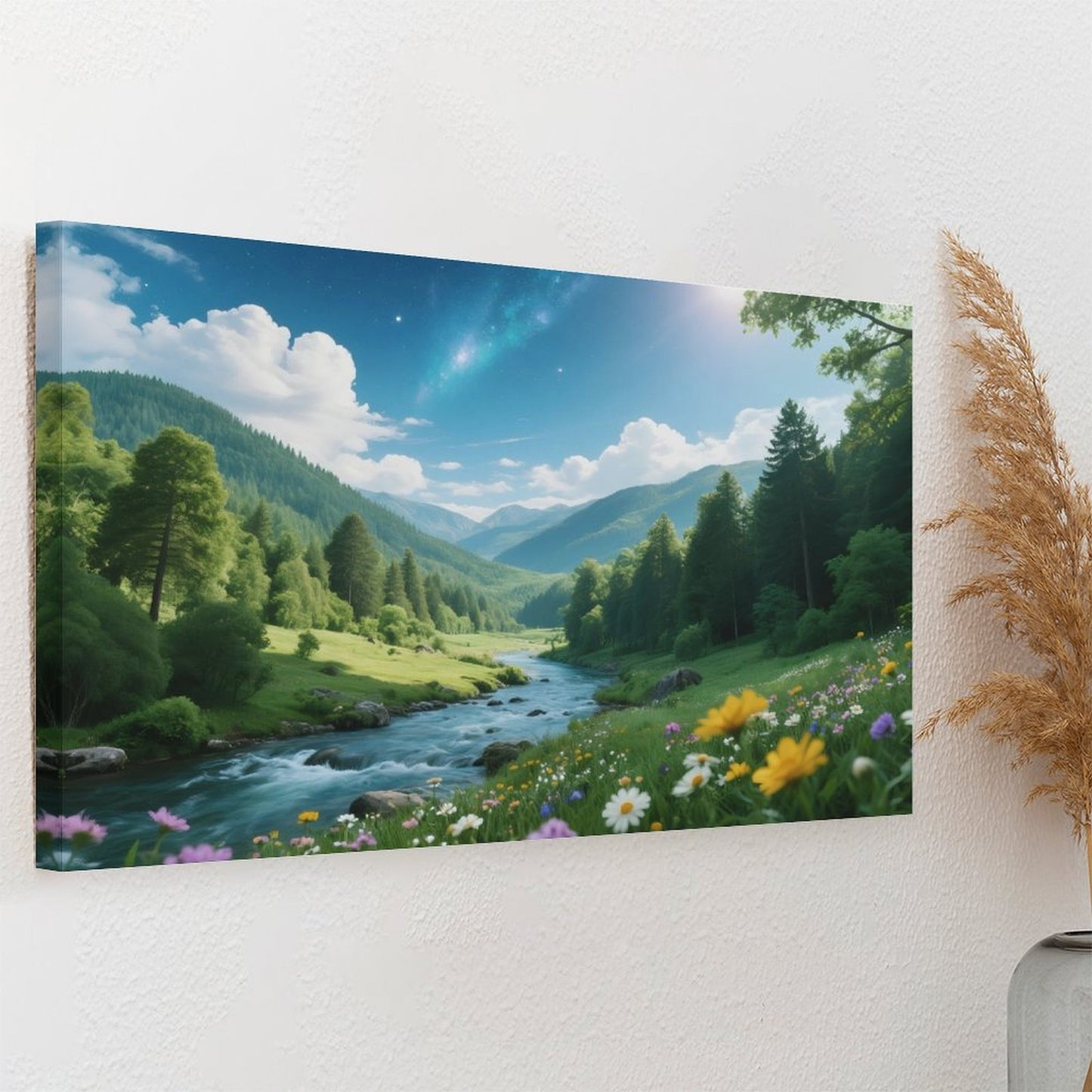 Decorative Interior Frame Painting Mountain-river-starry-summer-2
