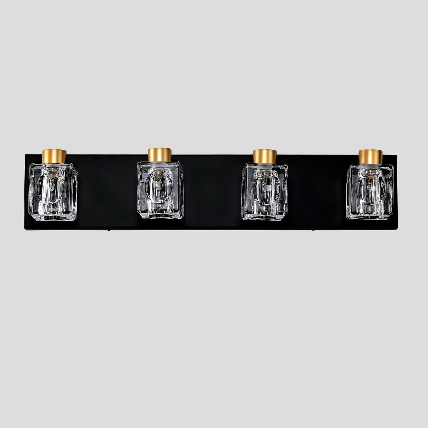 US Local 4-Light Matte Black Gold Bathroom Light Fixtures, Modern Vanity Lights With Crystal Glass Shade, Vintage Light Fixture Bathroom Over Mirror Wall Lights For Kitchen Dinning Room Bedroom Hallway
