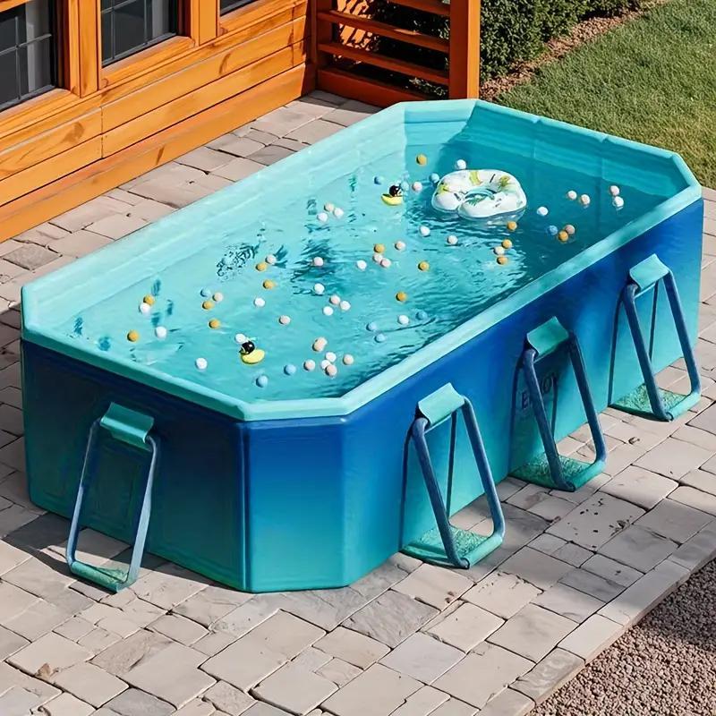 US Local 2.6-meter Glacier Blue Swimming Pool - No Inflation Required, Leak-proof, Soothing Glacier Blue Aesthetics, Stylish And Elegant Design - A Must-Have For Family Water Games And Cool Summer Recreation I