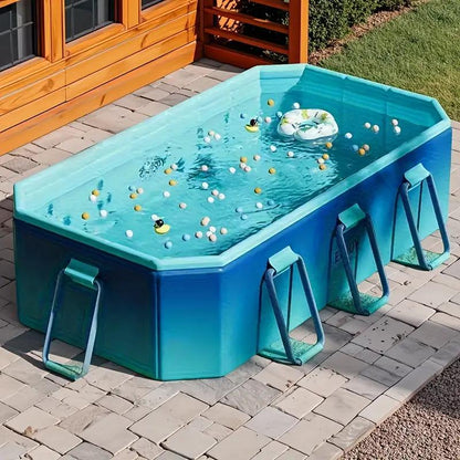 US Local 2.6-meter Glacier Blue Swimming Pool - No Inflation Required, Leak-proof, Soothing Glacier Blue Aesthetics, Stylish And Elegant Design - A Must-Have For Family Water Games And Cool Summer Recreation I