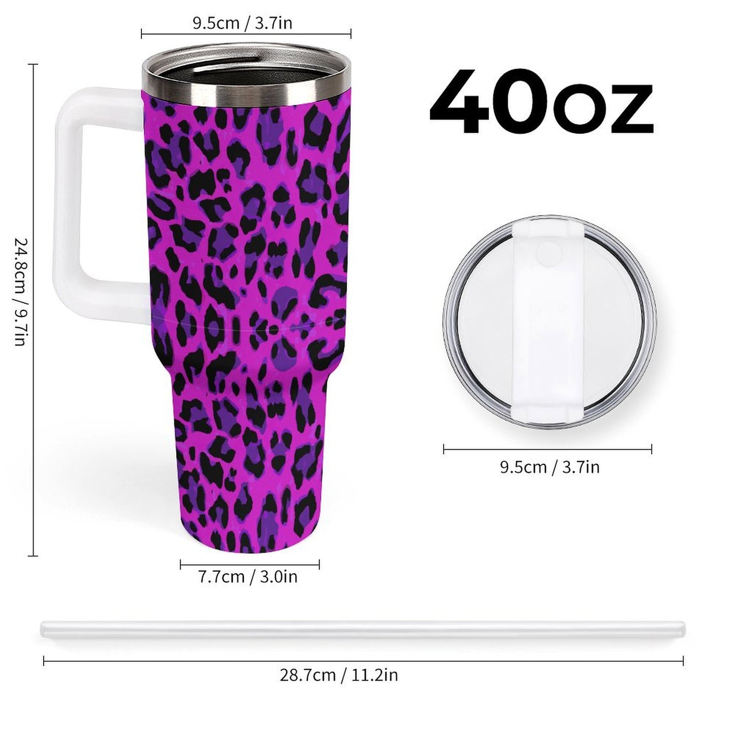 PHDT00128 POD US Local Tumbler 40 oz Large Capacity Car Cup Purple Leopard