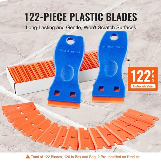 US Local VEVOR Plastic Razor Blade Scraper 2PCS Scraper Tool 120PCS POM Plastic Blades